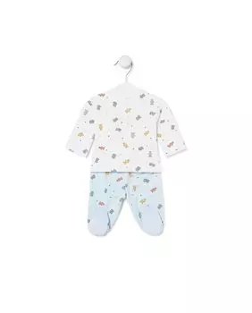 Хлопковый комплект для новорожденного мальчика с подвесками в виде мишек Tous, светло-синий