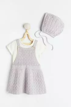 Хлопковый комплект из 3 предметов H&amp;M, фиолетовый/натуральный белый