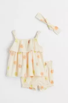 Хлопковый комплект из 3 предметов H&amp;M, кремовый/солнечный
