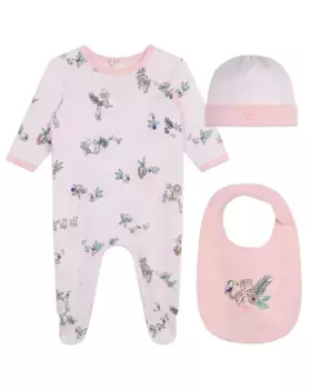 Хлопковый комплект из трех предметов для девочки Kenzo Kids, розовый