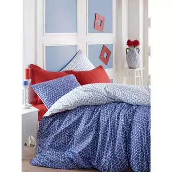 Хлопковый комплект Minimal Ranforce, Комплект постельного белья Pave, бордовый красный