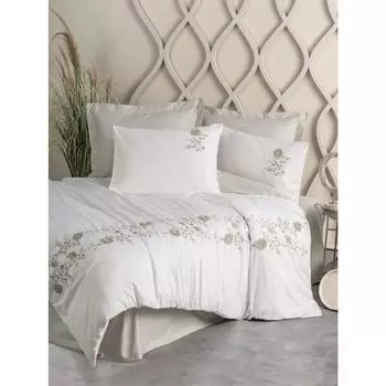 Хлопковый Комплект постельного белья из атласа с 3D вышивкой Urian Beige