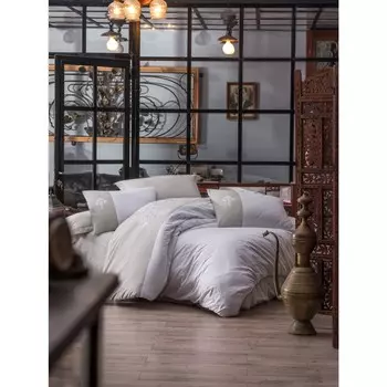 Хлопковый Комплект постельного белья Ranforce с вышивкой, двойной Adel, бежевый