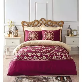 Хлопковый Комплект постельного белья Satin Line Taylor Claret Red