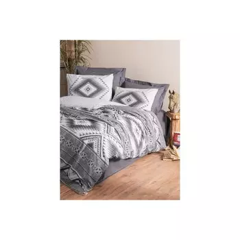 Хлопковый Комплект постельного белья в этническом стиле Delos, антрацит