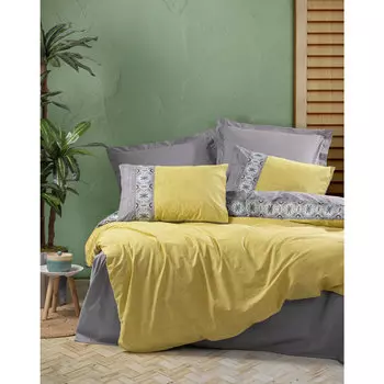 Хлопковый Комплект постельного белья в народном стиле Aponi Grey