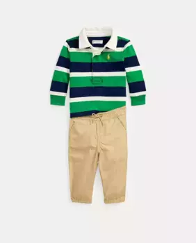 Хлопковый комплект в полоску для мальчика Polo Ralph Lauren, мультиколор