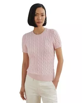 Хлопковый короткий свитер с вязкой "косичка" Ralph Lauren, розовый