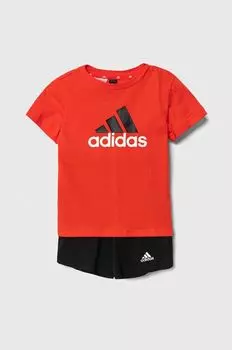 Хлопковый костюм для новорожденных adidas, оранжевый