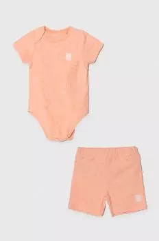 Хлопковый костюм для новорожденных Guess, оранжевый