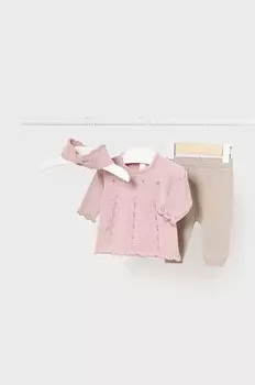 Хлопковый костюм для новорожденных Mayoral Newborn, розовый