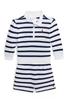 Хлопковый костюм для новорожденных Polo Ralph Lauren, темно-синий
