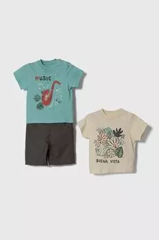 Хлопковый костюм для новорожденных Zippy, бирюзовый