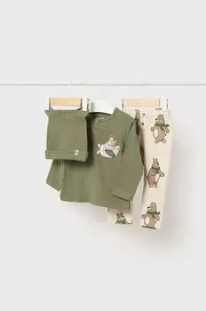 Хлопковый костюм Mayoral для новорожденных, зеленый