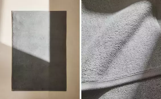 Хлопковый коврик для ванной с рисовой строчкой Zara Home, средне-серый