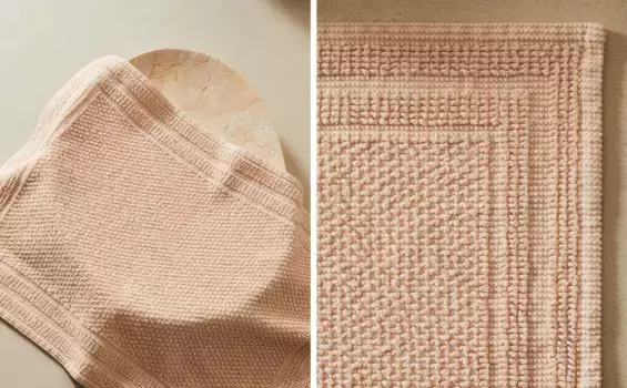 Хлопковый коврик для ванной Zara Home, светло-лоососевый розовый