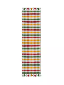 Хлопковый кухонный коврик, окрашенный в пряже, с клетчатым узором Coincasa, желтый