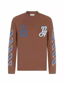 Хлопковый лонгслив 23 Varsity Skate Off-White, коричневый