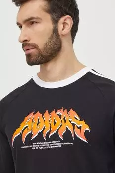 Хлопковый лонгслив Flames adidas Originals, черный