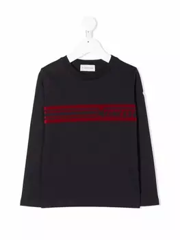 Хлопковый лонгслив Moncler, тёмно-синий