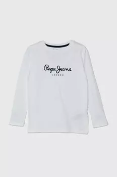 Хлопковый лонгслив Pepe Longsleeve для мальчиков НОВЫЙ HERMAN Pepe Jeans, белый