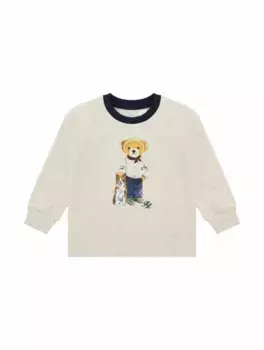 Хлопковый лонгслив Polo Bear Ralph Lauren, бежевый