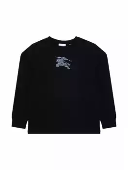 Хлопковый лонгслив с логотипом Burberry, черный