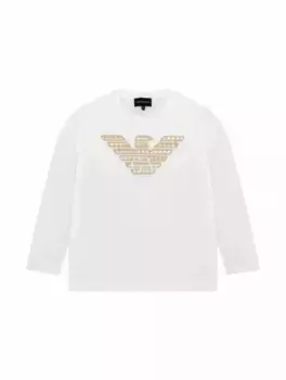 Хлопковый лонгслив с логотипом EMPORIO ARMANI, белый