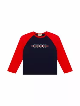 Хлопковый лонгслив с логотипом Gucci, мультиколор