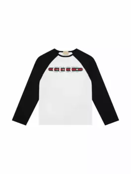Хлопковый лонгслив с логотипом Gucci, мультиколор