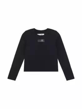 Хлопковый лонгслив с логотипом MM6 MAISON MARGIELA, черный