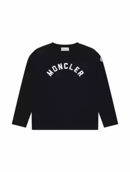 Хлопковый лонгслив с логотипом Moncler, черный