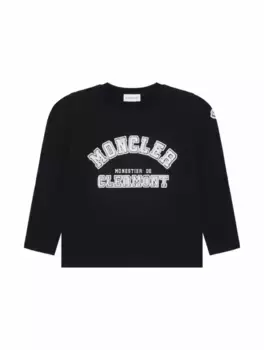 Хлопковый лонгслив с логотипом Moncler, черный