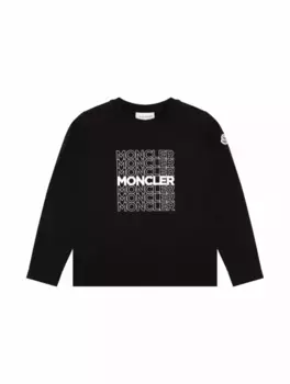Хлопковый лонгслив с логотипом Moncler, черный