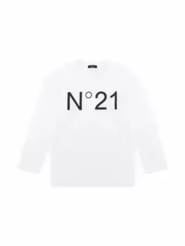 Хлопковый лонгслив с логотипом N°21, белый
