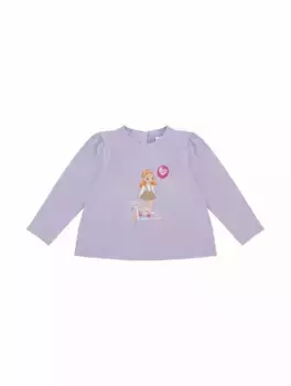 Хлопковый лонгслив с принтом EMPORIO ARMANI, фиолетовый