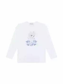 Хлопковый лонгслив с принтом Monnalisa, белый