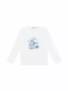 Хлопковый лонгслив с принтом Monnalisa, белый