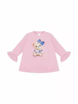 Хлопковый лонгслив с принтом Monnalisa, розовый