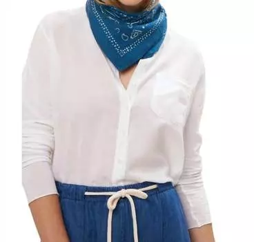 Хлопковый лоскутный шарф синего цвета Hartford