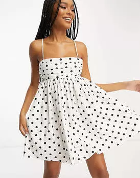Хлопковый мини-сарафан в стиле бэби-долл со складками и грудью ASOS DESIGN
