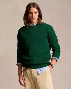 Хлопковый мужской свитер с круглым вырезом Polo Ralph Lauren, ярко-зеленый