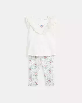 Хлопковый набор для девочки с принтом Polo Ralph Lauren, белый