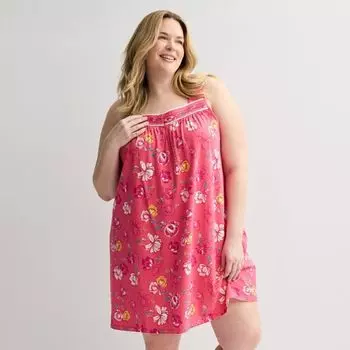Хлопковый ночной халат больших размеров Croft & Barrow, цвет vibrant bloom