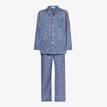 Хлопковый пижамный комплект Ledbury с геометричным принтом Derek Rose, мультиколор
