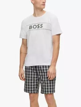 Хлопковый пижамный комплект с короткими рукавами HUGO BOSS, открытый зеленый