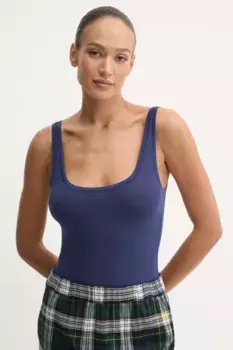 Хлопковый пижамный топ Polo Ralph Lauren, темно-синий