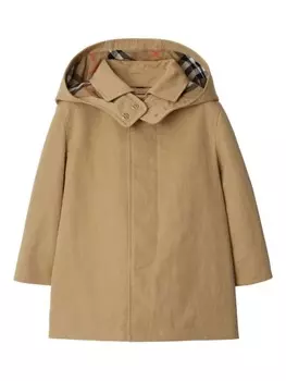 Хлопковый плащ Burberry Kids, нейтральный цвет