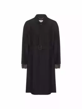Хлопковый плащ с поясом Maison Margiela, черный