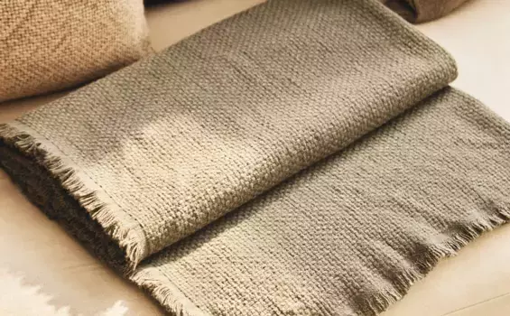 Хлопковый плед Zara Home, серый